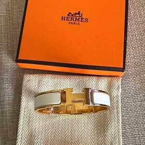 Hermes Gold and White Cuff Bracelet